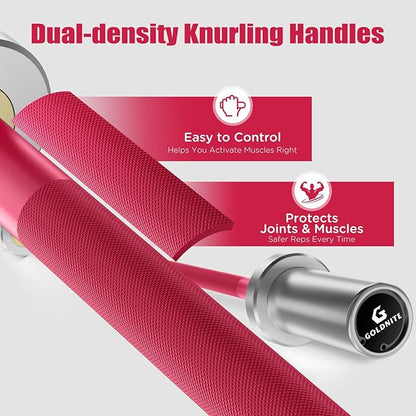 5.5LB Mini Barbell Bar 4Ft for Beginners Women & Kids-100LB Capacity Lightweight Weightlifting Bar- Multi-Color for 2-Inch Weight Plates Total Body Workout Strength Training Home Gym