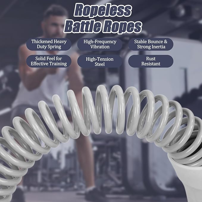 New Upgrade 2nd Generation Weighted Ropeless Battle Ropes for Home Gym,Quiet Cordless Training Rope Fitness Equipment for Women and Men,Portable Cordless Battle Rope for Home&Outdoors,2PCS(Gray)