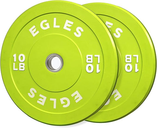 EGLES Vibrant Colorful Olympic Weight Plates, Rubber Barbell Plates, 2-inch Standard Virgin Rubber Bumper Plate 10 15 25 35 45LB for Home Gym Weightlifting, Strength Training, Fit Workouts