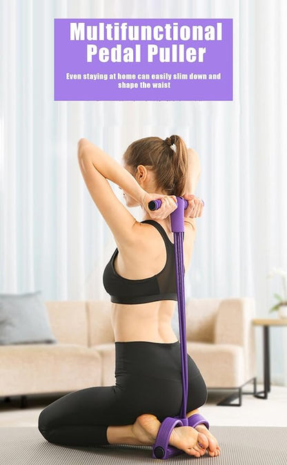 21 Fitness Resistance Bands-4 Tube Pedal Ankle Puller,Pedal Resistance Band with Handle,Resistance Bands,Strength Training, Tummy, Waist, Arm, Leg Slimming, Home Gym Exercise Equipment