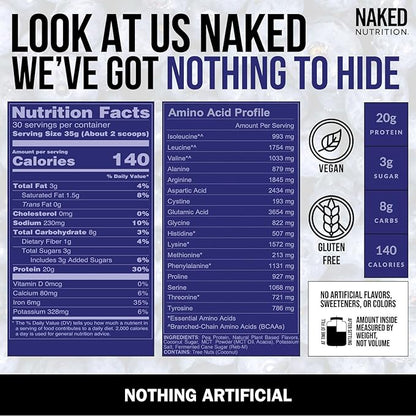 Naked Shake - Blueberry Muffin Protein Powder - Flavored Plant Based Protein from US & Canadian Farms with MCT Oil, Gluten-Free, Soy-Free, No GMOs or Artificial Sweeteners - 30 Servings