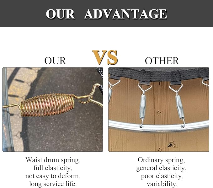 3.7'', 6.5'', 7'' Trampoline Springs,16pcs Heavy Duty Stainless Steel Replacement Trampoline Springs with T-Hook Tool Trampoline Accessories