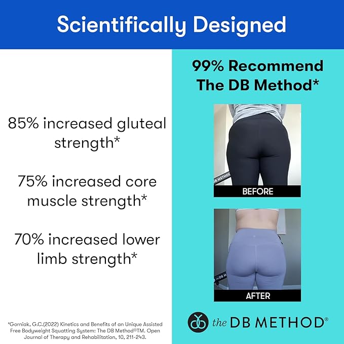 The DB Method Squat Machine, Workout Equipment for Home Gym, Exercise Leg and Glutes, Low Impact Lower Body Fitness Workouts, Training for Total-Body, Easy Setup, Foldable for Storage