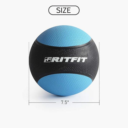 RitFit Weighted Medicine Ball - Non-Slip Rubber Shell & Dual Texture Grip - Workout Exercise Ball for Core Strength, Balance Training, Coordination Fitness - Multiple Weights & Colors