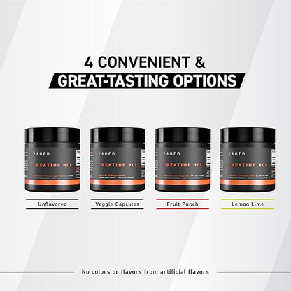 Kaged Creatine HCl Powder, Unflavored, Muscle Building and Recovery Supplement, Patented Formula, Highly Soluble Powder, 75 Servings