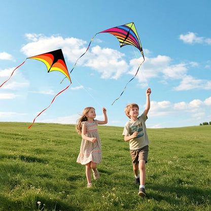 Mint's Colorful Life 3 Pack Delta Kite Set for Kids & Adults, Easy to Fly Large Kites for Beginners, Perfect Family Kites for Park and Beach Trip with 300ft String Included