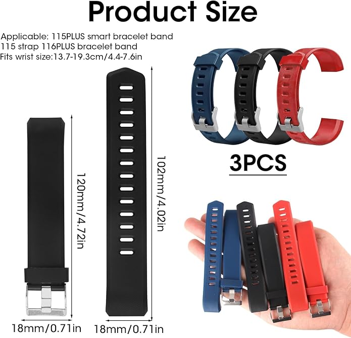 Watch Bands Replacement for ID115plus HR, Very Fit Pro Activity Fitness Tracker Wrist Bands Set, Multicolor Veryfitpro Smart Watch Strap Replacements