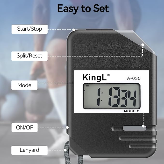 Stopwatch Timer Digital Sports Stop Watch, Large Display, Lap Split, Clock, Calendar, Alarm, for Coaches, Swimming, Running, Training