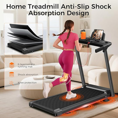 Treadmill with Incline, 3.0HP Small Treadmills for Home, Portable Electric Treadmill with Handles,Lightweight Walking Pad,Compact Running Treadmills,Walking Pad with Handle,LED Dispay,300LBS Capacity