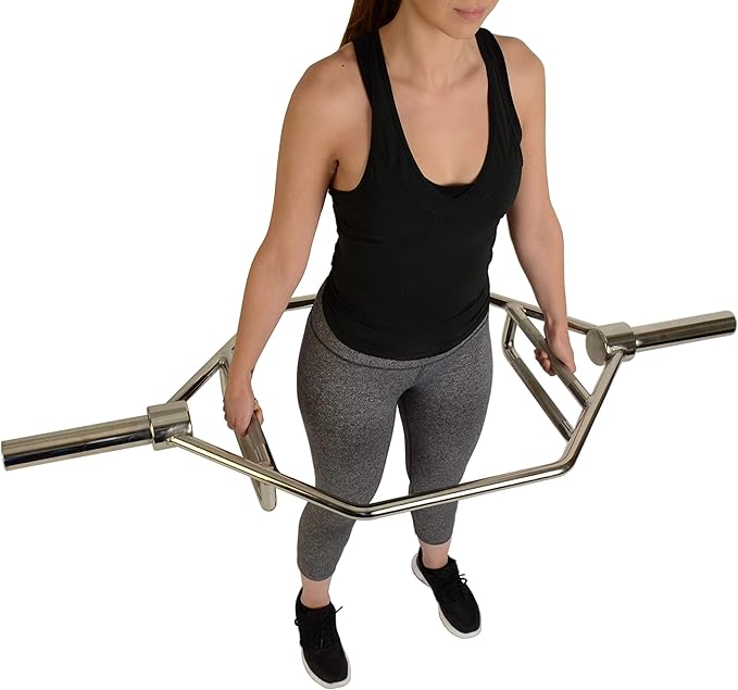 Sunny Health & Fitness Strength Training Olympic Hex Bar Barbell, High Load Capacity, Swivel Handles, Safety Clips, Knurled Handles for Deadlifts, Shoulder Presses, Shrugs, Back Rows, Weightlifting