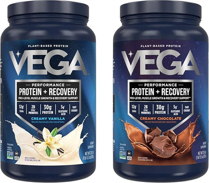 Vega Sport Premium Protein Powder Bundle, Chocolate + Vanilla, Plant Based Protein Powder Post Workout - Certified Vegan, Vegetarian, Keto-Friendly, Gluten Free, Dairy Free, BCAA Amino Acids