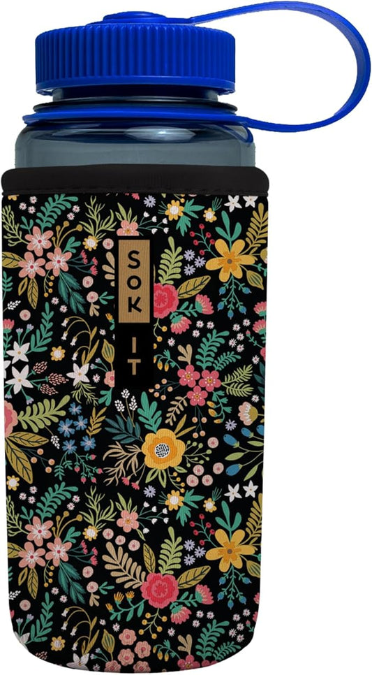 Sok It BotlSok Water Bottle Sleeve Insulated Neoprene Cover (English Garden Picnic, Fits 16oz CamelBak or Nalgene)