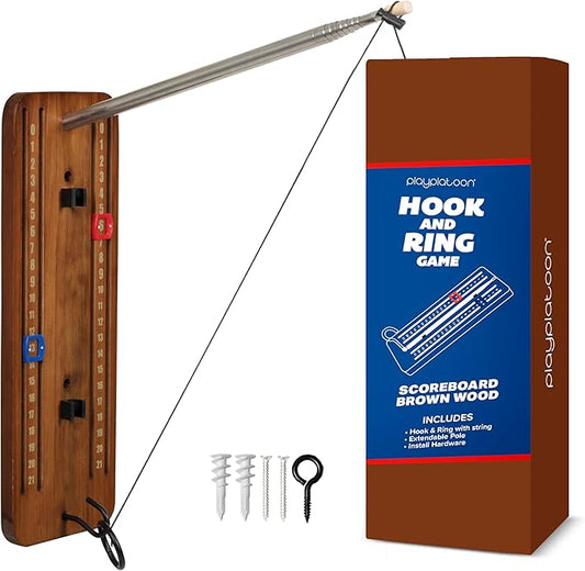 Play Platoon Hook and Ring Toss Bar Game for Adults - Wood Toss Ring Game for Adults - Perfect
