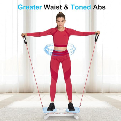 Waist Twister Ab Machine, 300 lbs Capacity Exercise Twist Board with Resistance Bands, Core Trainer Belly Fat Burner, Noiseless Waist Sculptor with Foot Massage