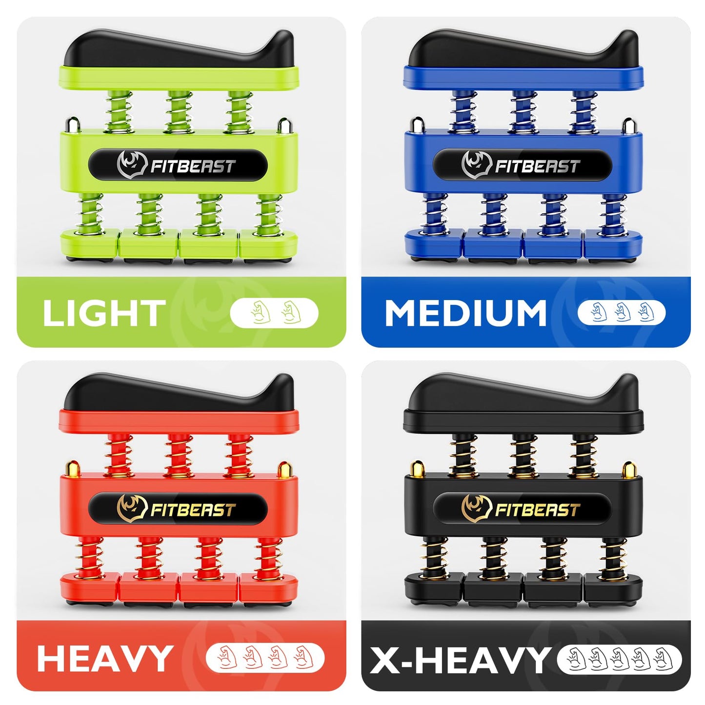 FitBeast Finger Strengthener, Finger Exerciser 4-Pack, Hand Exerciser for Improve Dexterity and