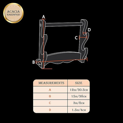 Mythrojan Solid Wood Sword Stand Medieval Sword Wall Mount Samurai Sword Display Stand Katana Sword Holder Gladiator Sword Wall Display Crusader Sword Stand Knife Stand for Display- Two Tier