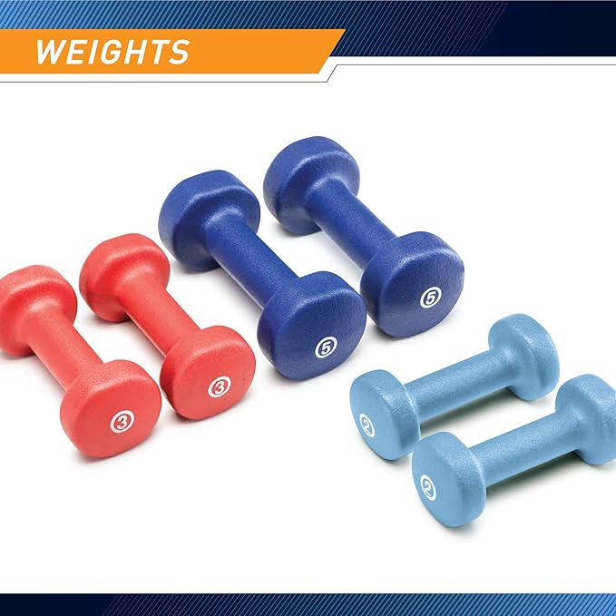 Marcy Colored Neoprene Dumbbell (Sold in Singles or Set) Hand Weights, Exercise Free Weights for Home Gym