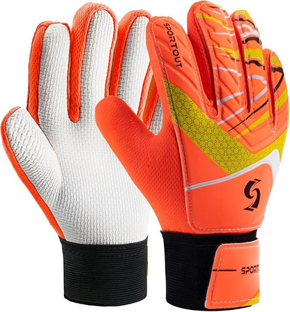 Sportout Kids Goalkeeper Gloves, Soccer Gloves with Double Wrist Protection and Non-Slip Wear Resistant Latex Material to Give Protection to Prevent Injuries