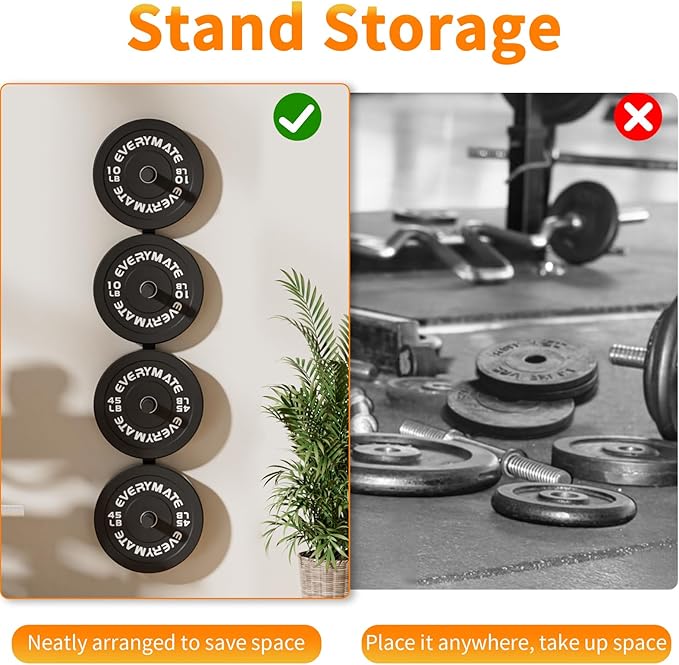 Weight Plate Storage Rack, Olympic Weight Plate Holder, Bumper Plate Storage, Home Gym Organizer