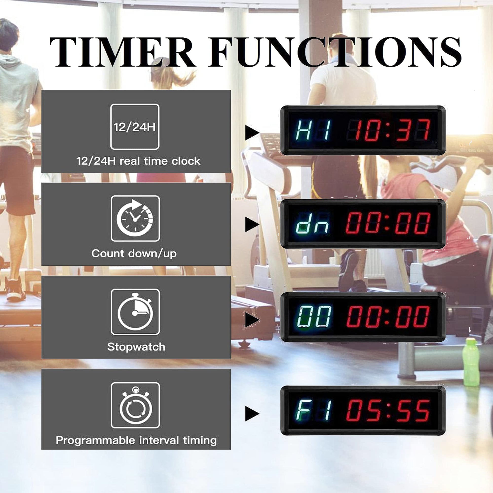 BTBSIGN LED Interval Timer Count Down/Up Clock Stopwatch with Remote for Home Gym Fitness Green