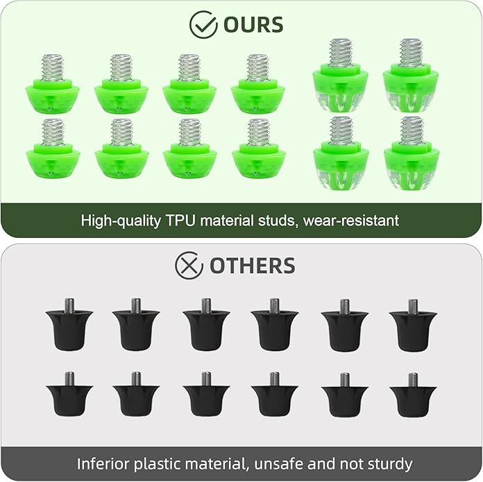 Soccer Cleat Studs, Replacement TPU Football Spikes with Wrench, Lightweight & Durable for Adidas Firm Ground Boots, M6 Thread 8x6mm + 4x9mm, 12PCS