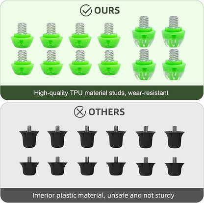 Soccer Cleat Studs, Replacement TPU Football Spikes with Wrench, Lightweight & Durable for Adidas Firm Ground Boots, M6 Thread 8x6mm + 4x9mm, 12PCS