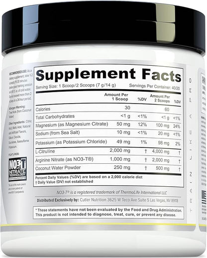 Cutler Nutrition Amplify Pump Pre Workout Caffeine Free Nitric Oxide Booster containing Arginine and Citrulline Pre-Workout for Maximum Pumps Sour Lemonade Flavor