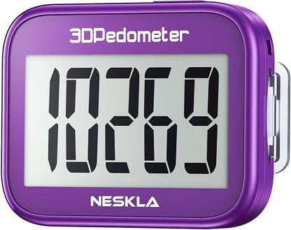 3D Pedometer for Walking, Simple Step Counter with Large Digital Display, Step Tracker with Removable Clip Lanyard, Accurately Track Steps for Men Women Kids Adults Seniors