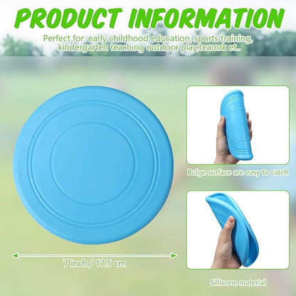 6 Pcs Kids Flying Disc 7 Inch Silicone Flying Disks Set for Kindergarten Outdoor Backyard Beach Lawn Park