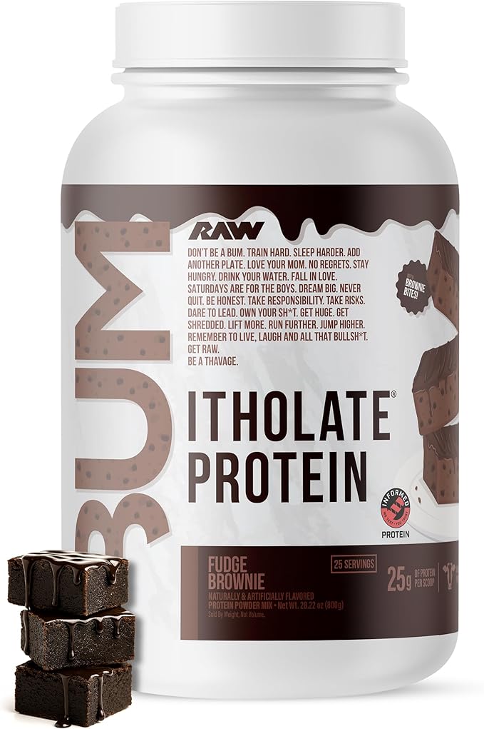 RAW Whey Isolate Protein Powder, Fudge Brownie (CBUM Itholate Protein) - 100% Grass-Fed Sports Nutrition for Muscle Growth & Recovery - Low-Fat, Low Carb, Naturally Flavored - 25 Servings