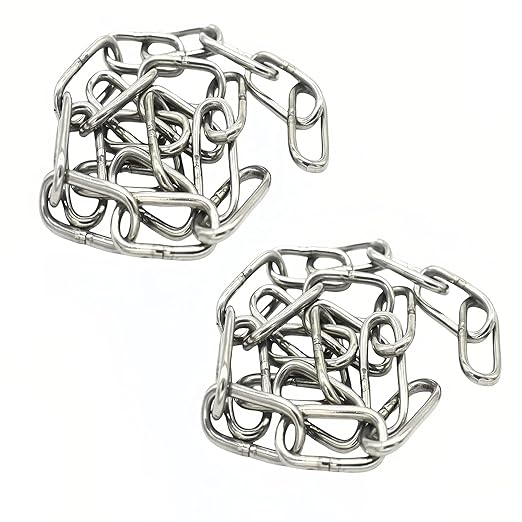 1/16 inch(1.5mm) Wire Diameter Stainless Steel Safety Chains 20 inch Long Link Rings Light Duty Coil Chain for Hanging Pulling Towing, 1/16"x 20" (2Pcs)