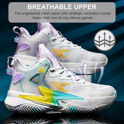 Moodeng Womens Basketball Shoes Breathable Non Slip Sports Shoes Fashion Running Sneakers Supportive Athletic Gym Shoes