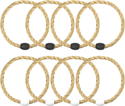 8 Pack Sisal Rope Ring Toss Game Replacement Parts for Adults and Kids, Outdoor Toss Rings for Agility Practice and Speed Game and Yard Games and Lawn Games for Party (Black and White)