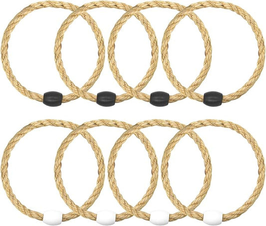 8 Pack Sisal Rope Ring Toss Game Replacement Parts for Adults and Kids, Outdoor Toss Rings for Agility Practice and Speed Game and Yard Games and Lawn Games for Party (Black and White)