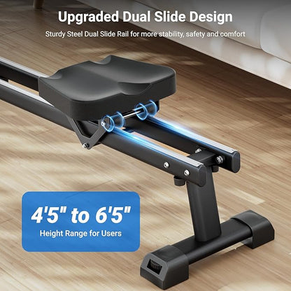Dripex Rowing Machines for Home Use, Rowing Machine Magnetic Rower, 16 Levels of Workout Resistance, Max 350 LBS, Dual Slide Rail, Bluetooth App Compatible, LCD Monitor, Row Machine for Gym Exercise