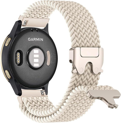 Braided Bands Compatible with Garmin Vivoactive 6/5/3/Venu 2 Plus/Forerunner 165/55/645/245 Music, 20mm Parachute Buckle Soft Stretchy Nylon Band for Garmin Venu/Sq/Sq 2/Vivomove HR Men Women