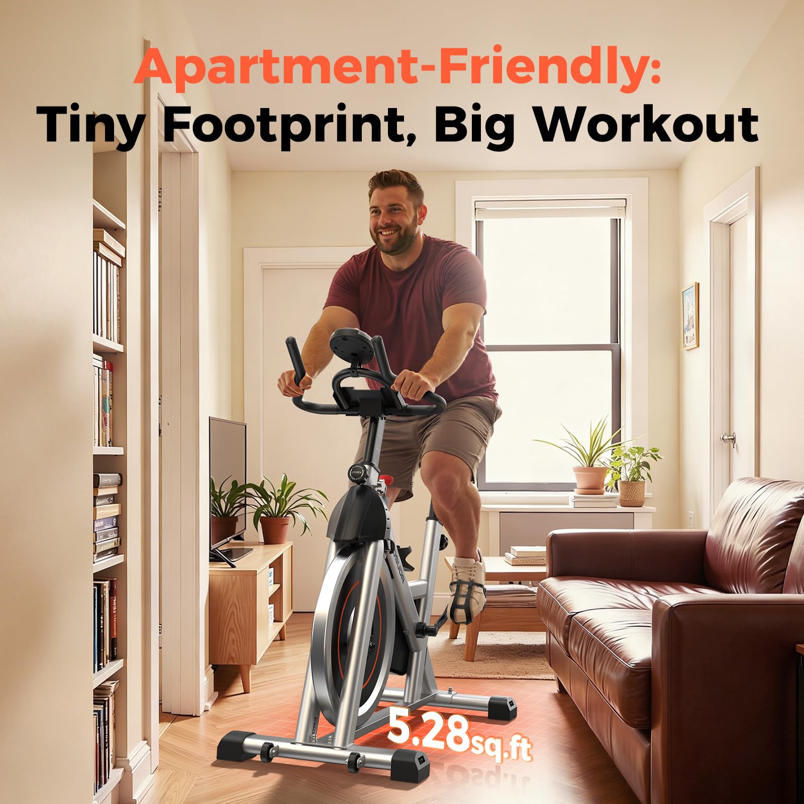 YOSUDA Exercise Bike, Brake Pad Stationary Bike for Home with Exclusive App, Magnetic Indoor