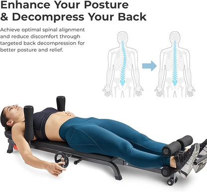Sunny Health & Fitness Full Body Traction & Stretch Decompression Bench/Table Machine for Lumbar Stretching, Lower Back Pain Relief, Improved Posture Correction, Rehab, Spinal Compression, Flexibility
