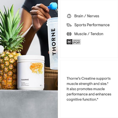 THORNE Creatine - Micronized Creatine Monohydrate Powder - Support for Muscles & Cognitive Function* - for Women & Men - Pineapple Orange - NSF Certified for Sport - 5 g per Serving - 60 Servings