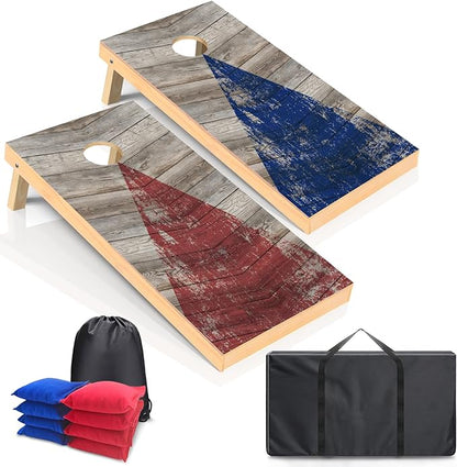 Cornhole Boards Set - Regulation Size 4x2/3x2ft Solid Wood Corn Hole Game Set with 8 Bean Bags and 2 Cornhole Boards - Perfect for Outdoor Game