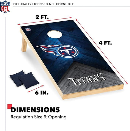 NFL Football 2' x 4' Regulation Size Solid Wood Cornhole Set with Direct Print HD Team Graphics Great Gift for Any Football Fan! Bean Bag Toss Family Outdoor Game