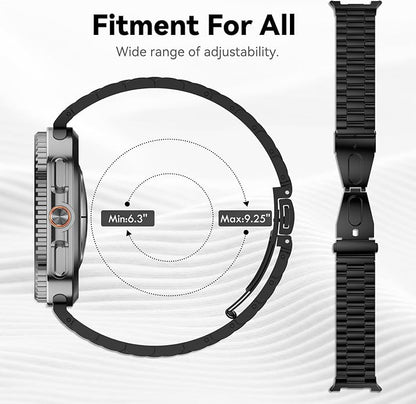 Compatible with Samsung Galaxy Watch 8 Band 40mm 44mm Galaxy Watch 8 Classic 46mm 2025, No Gap Business Stainless Steel Metal Band Strap for Galaxy Watch 8 Men Women, Black