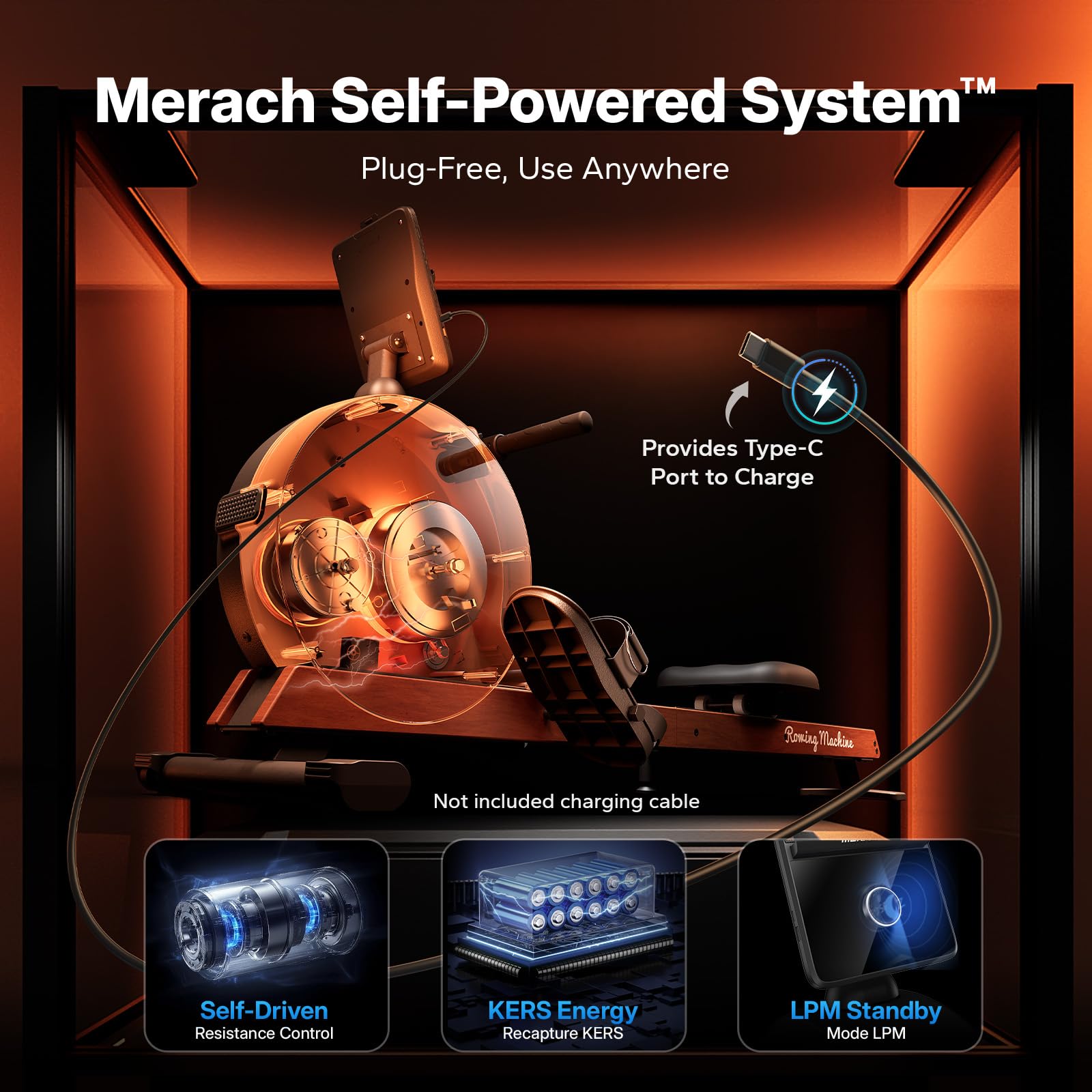 Merach R7 N Self-Powered Rowing Machine with Powerful Magnetic Resistance
