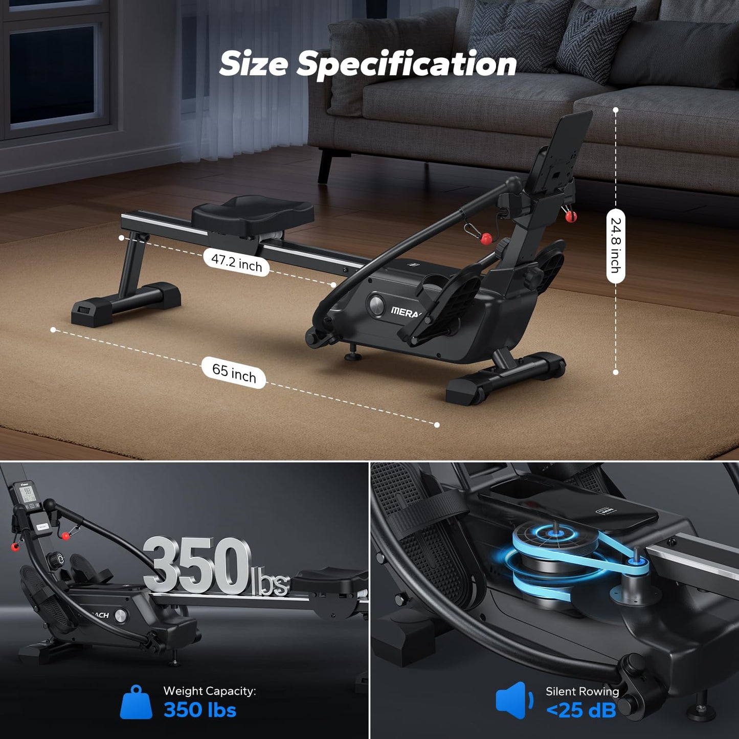 Merach RS3 Scull Rowing Machine for Home, Simulate Real Row, Ergonomic Seat