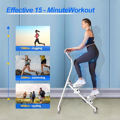 Stair Stepper for Home Vertical Climber, Foldable Full Body Exercise Aerobic Climbing Machines, Mountaineering Fitness Equipment with Adjustable Handles