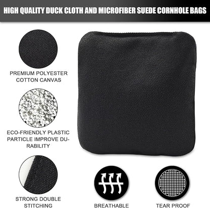 JIMTERRY Professional Cornhole Bags Set of 8 Dual Sided Corn Holes Bags Double Sided Regulation Slick and Stick Corn Hole Bean Bags for Pro Corn Hole Game