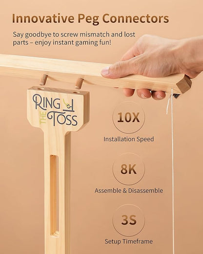 Ring Toss Game for Adults, 3-Second Instant Assembly Hook and Ring Game with Sturdy Structure, XL Size(15.8’’ X 15’’) Indoor Outdoor Holiday Party Games, Fun Family Games for Backyard, Camping, Beach