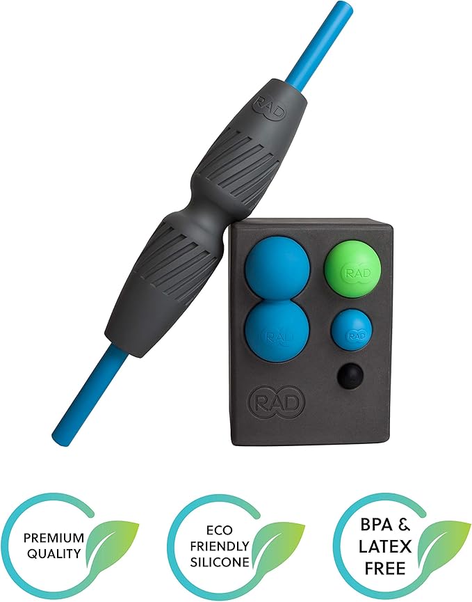 RAD All-in Kit ??Foam Roller Set for Whole Body Massage & Myofascial Release ??7-in-1 Kit with Roller Stick, Yoga Block, Massage Balls ??Muscle Recovery Tools for Mobility & Flexibility