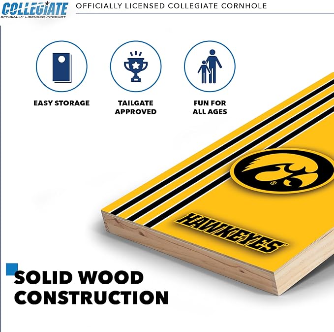 2' x 3' Solid Wood Cornhole Set with Direct Print HD Team Graphics – Great Gift for Any NCAA Fan! Bean Bag Toss Family Outdoor Games