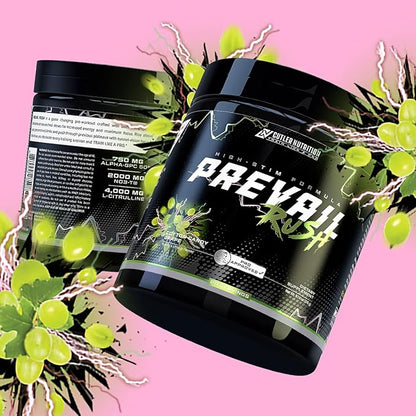 Cutler Nutrition High Stim Pre Workout Powder Prevail Rush Preworkout for Men & Women for Intense Pumps Energy and Focus with Caffeine NO3T Betaine and Dynamine | Cotton Candy Grape (20 Servings)